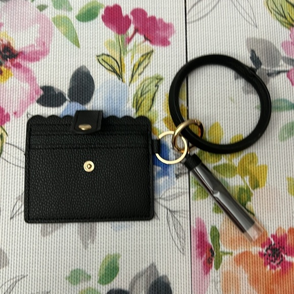 Black keyring wallet, wristlet credit card holder with tassel. New. No tags. - Picture 3 of 8